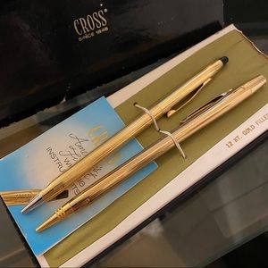 12K GOLD CROSS Pen & Pencil Set NEW VINTAGE in Box